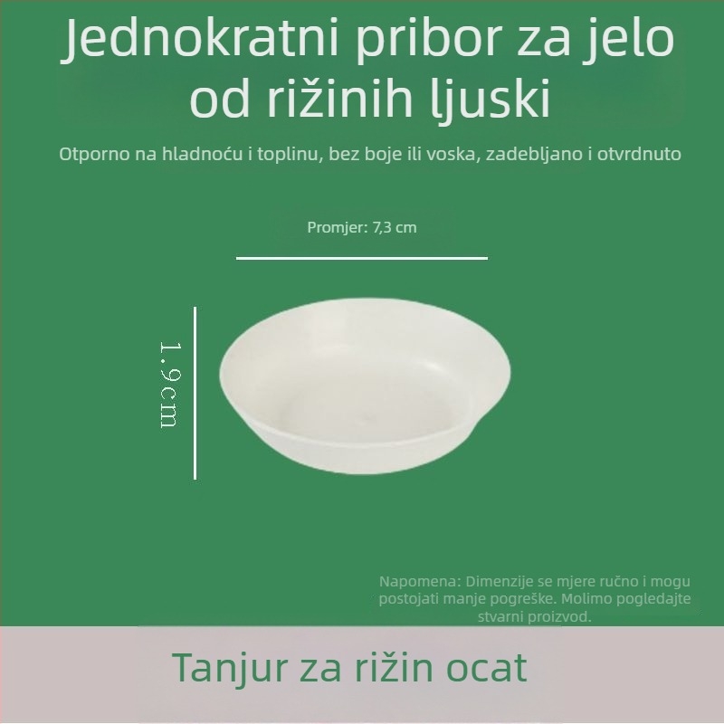 Biološki razgradivi set jednokratnih zdjelica i štapića od rižine ljuske, debeli dizajn, otporan na visoke temperature, za piknike, ekološki prihvatljivo, za vjenčane bankete i kućnu upotrebu.