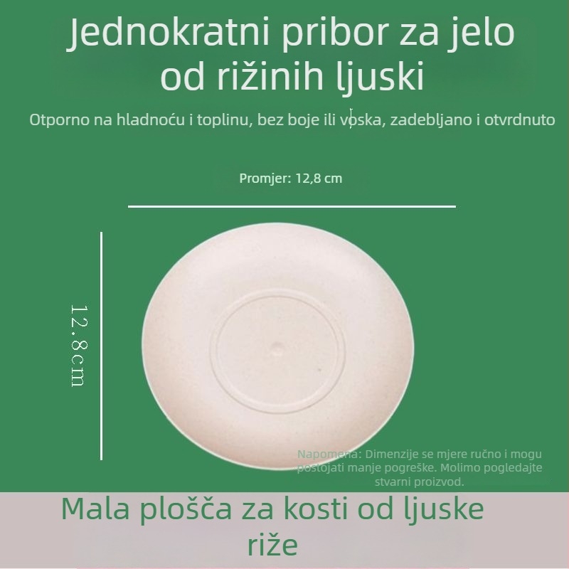 Biološki razgradivi set jednokratnih zdjelica i štapića od rižine ljuske, debeli dizajn, otporan na visoke temperature, za piknike, ekološki prihvatljivo, za vjenčane bankete i kućnu upotrebu.