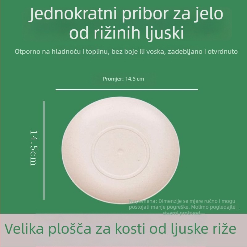 Biološki razgradivi set jednokratnih zdjelica i štapića od rižine ljuske, debeli dizajn, otporan na visoke temperature, za piknike, ekološki prihvatljivo, za vjenčane bankete i kućnu upotrebu.