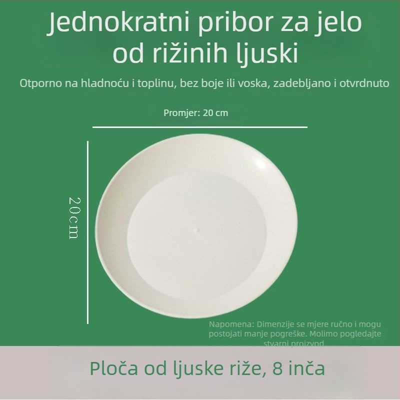 Biološki razgradivi set jednokratnih zdjelica i štapića od rižine ljuske, debeli dizajn, otporan na visoke temperature, za piknike, ekološki prihvatljivo, za vjenčane bankete i kućnu upotrebu.
