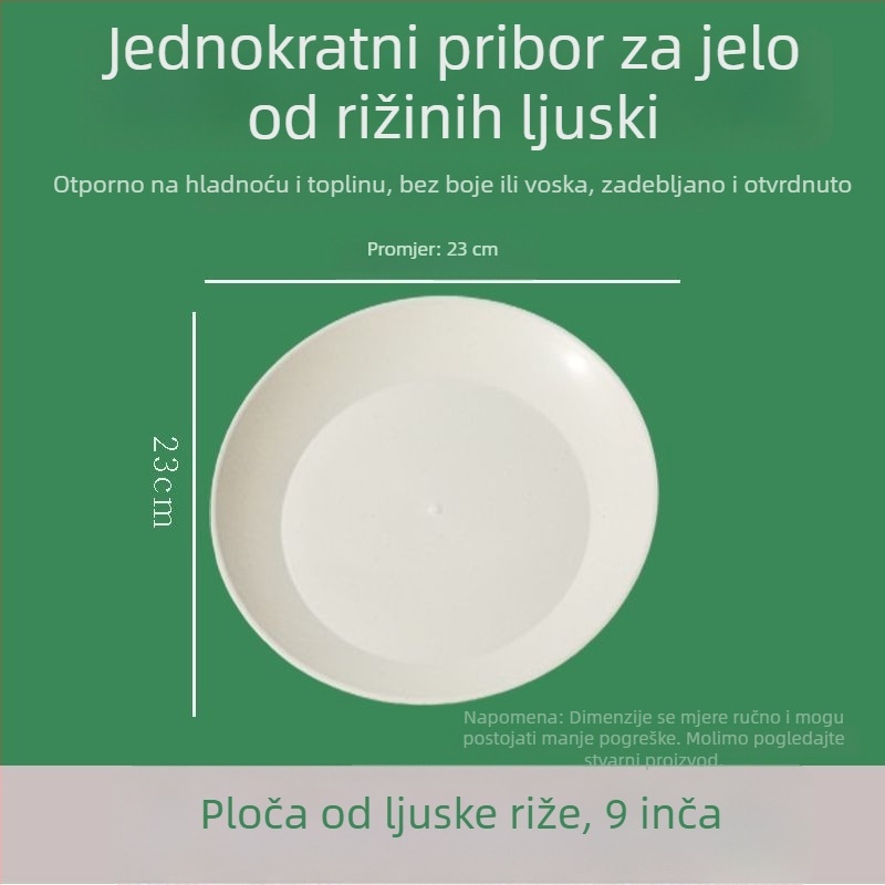 Biološki razgradivi set jednokratnih zdjelica i štapića od rižine ljuske, debeli dizajn, otporan na visoke temperature, za piknike, ekološki prihvatljivo, za vjenčane bankete i kućnu upotrebu.