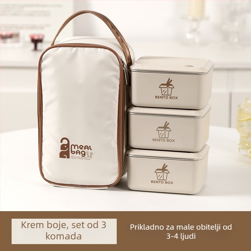 Japanski stil kutija za obrok od nehrđajućeg čelika s poklopcem, kvadratnog oblika, izolirana, mikrovalna kompatibilna