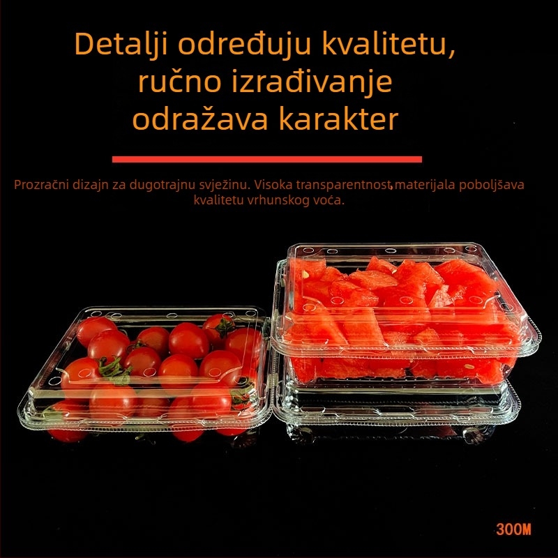 Jednokratna kutija za voće 300B – pakiranje za lubenicu i jagode, biorazgradivi materijal, 100 kom, prilagodba obrade, tiskano logo, broj licence proizvodnje Hubei XK16-204-00918