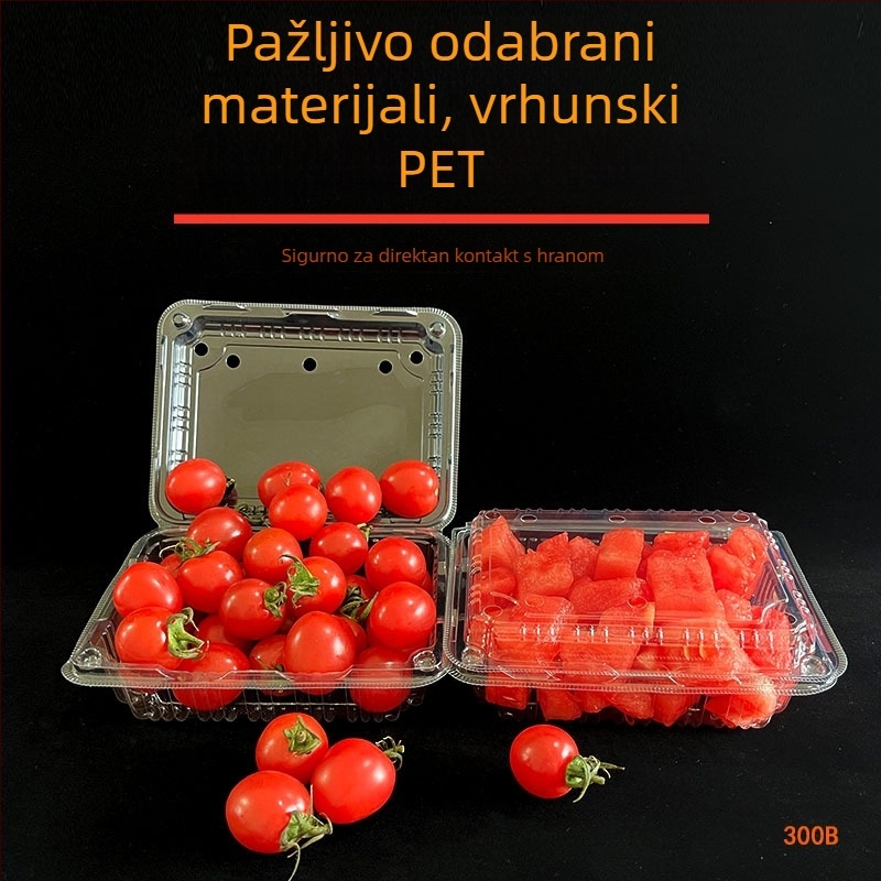Jednokratna kutija za voće 300B – pakiranje za lubenicu i jagode, biorazgradivi materijal, 100 kom, prilagodba obrade, tiskano logo, broj licence proizvodnje Hubei XK16-204-00918