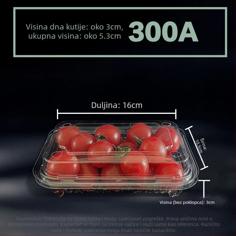 Jednokratna kutija za voće 300B – pakiranje za lubenicu i jagode, biorazgradivi materijal, 100 kom, prilagodba obrade, tiskano logo, broj licence proizvodnje Hubei XK16-204-00918