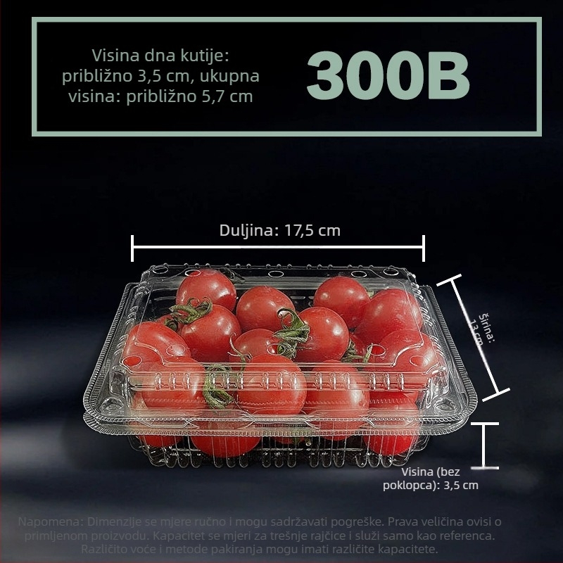 Jednokratna kutija za voće 300B – pakiranje za lubenicu i jagode, biorazgradivi materijal, 100 kom, prilagodba obrade, tiskano logo, broj licence proizvodnje Hubei XK16-204-00918