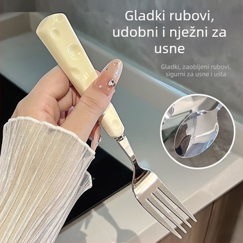 Set vilica za sir i desertna žlica – nehrđajući čelik, ogledno poliranje, crtani uzorak, pakiranje u jednom komadu