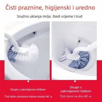 Četka za zahod s dugom drškom, zidna montaža za kućnu kupaonicu (Plastična; Zidna montaža; Duga drška; Uklanjanje mrlja)