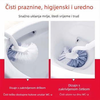 Četka za zahod s dugom drškom, zidna montaža za kućnu kupaonicu (Plastična; Zidna montaža; Duga drška; Uklanjanje mrlja)
