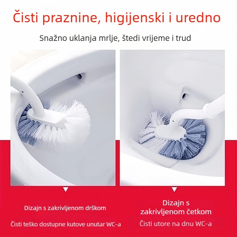 Četka za zahod s dugom drškom, zidna montaža za kućnu kupaonicu (Plastična; Zidna montaža; Duga drška; Uklanjanje mrlja)