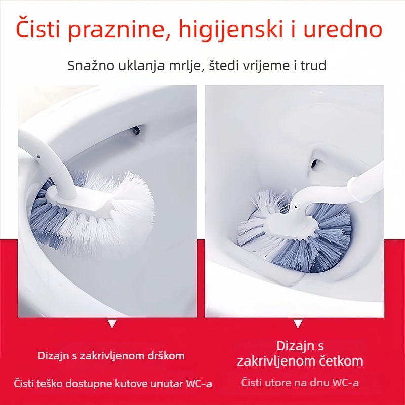 Četka za zahod s dugom drškom, zidna montaža za kućnu kupaonicu (Plastična; Zidna montaža; Duga drška; Uklanjanje mrlja)