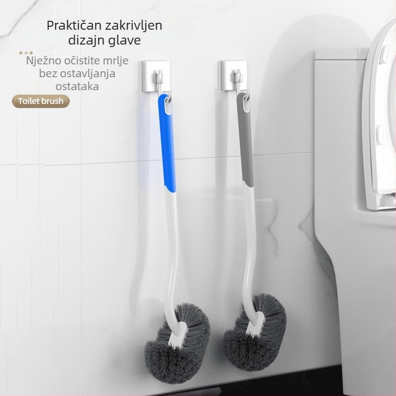 Četka za WC bez mrtvih kutova, s japanskim stilom zakrivljenom držkom, mekane dlačice, plastična konstrukcija, težina 80 g