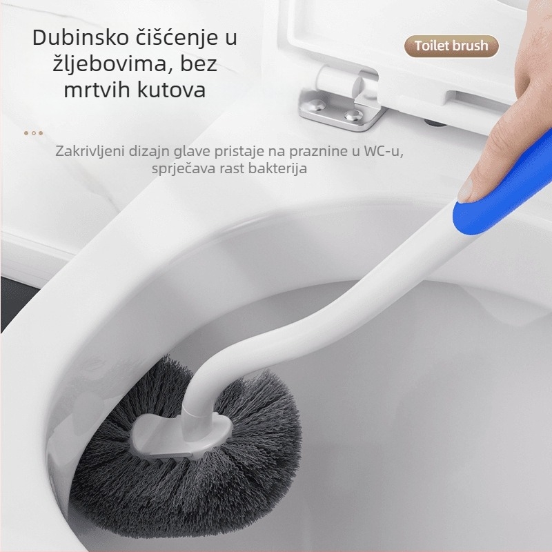 Četka za WC bez mrtvih kutova, s japanskim stilom zakrivljenom držkom, mekane dlačice, plastična konstrukcija, težina 80 g