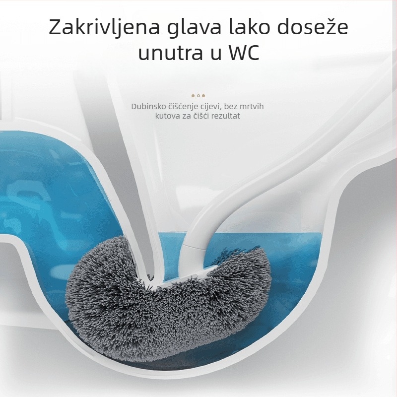 Četka za WC bez mrtvih kutova, s japanskim stilom zakrivljenom držkom, mekane dlačice, plastična konstrukcija, težina 80 g