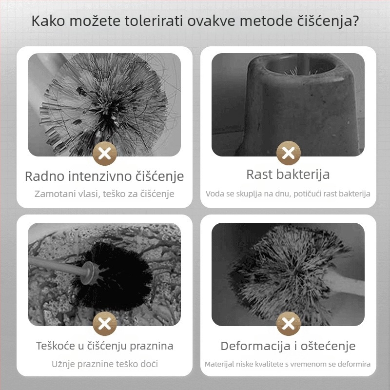 Četka za WC bez mrtvih kutova, s japanskim stilom zakrivljenom držkom, mekane dlačice, plastična konstrukcija, težina 80 g