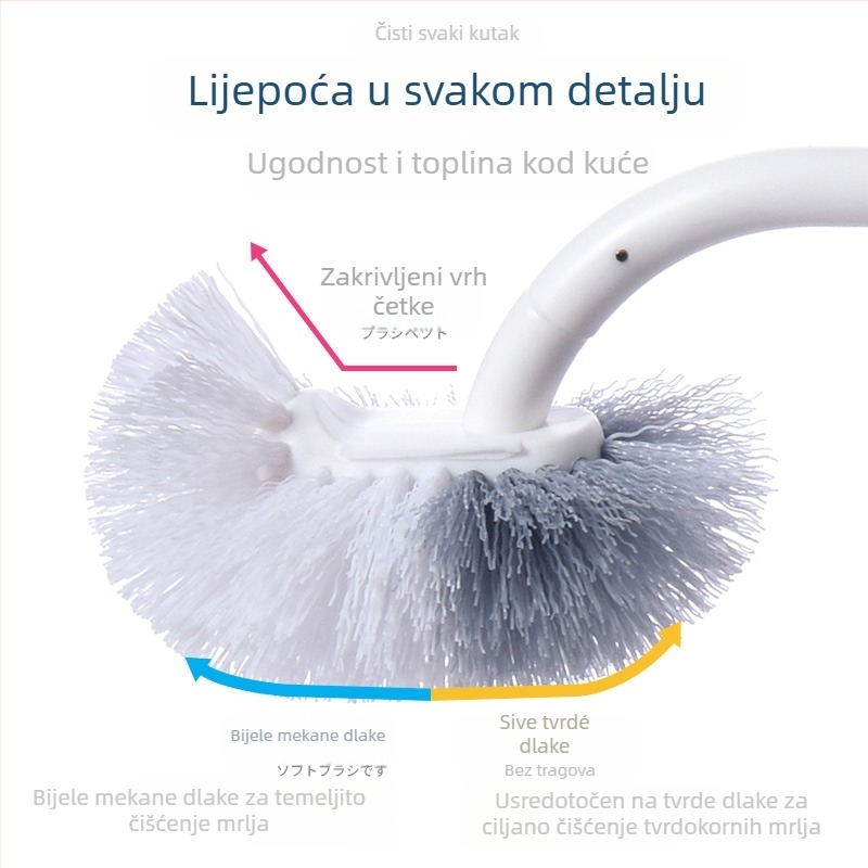 Japanski stil WC četka s dugom drškom, mekanim čekinjama, zidnim držačem sa bazom