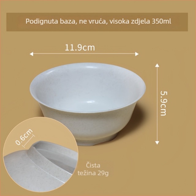 Jednokratna zdjela od ljuskica riža i PP plastike, deblji dizajn, paket 500 komada, kapacitet 250/350/500 ml, biorazgradivo