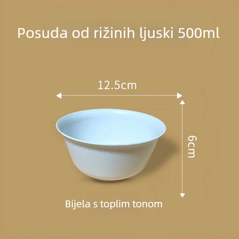 Jednokratna zdjela od ljuskica riža i PP plastike, deblji dizajn, paket 500 komada, kapacitet 250/350/500 ml, biorazgradivo