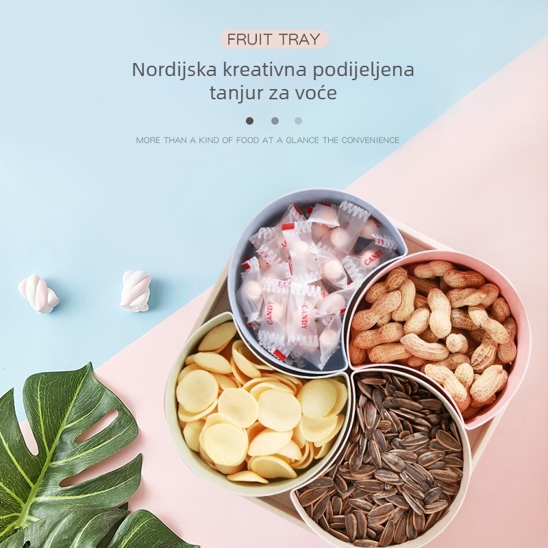 Pladanj za voće od plastike s poklopcem, nordijskog stila, Tianqin marka, ljeto 2022 na tržištu, vrhunska kvaliteta, s podijeljenim odjeljcima