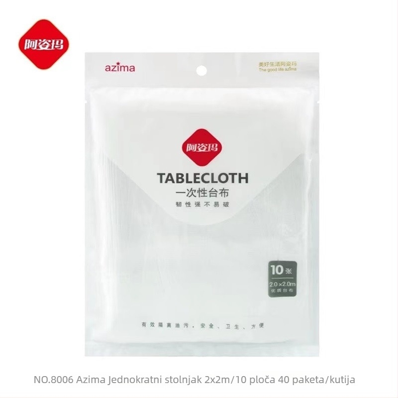 Jednokratni plastični stolnjak, kvadratni, debljina 0,1 mm, pakiranje 10 komada