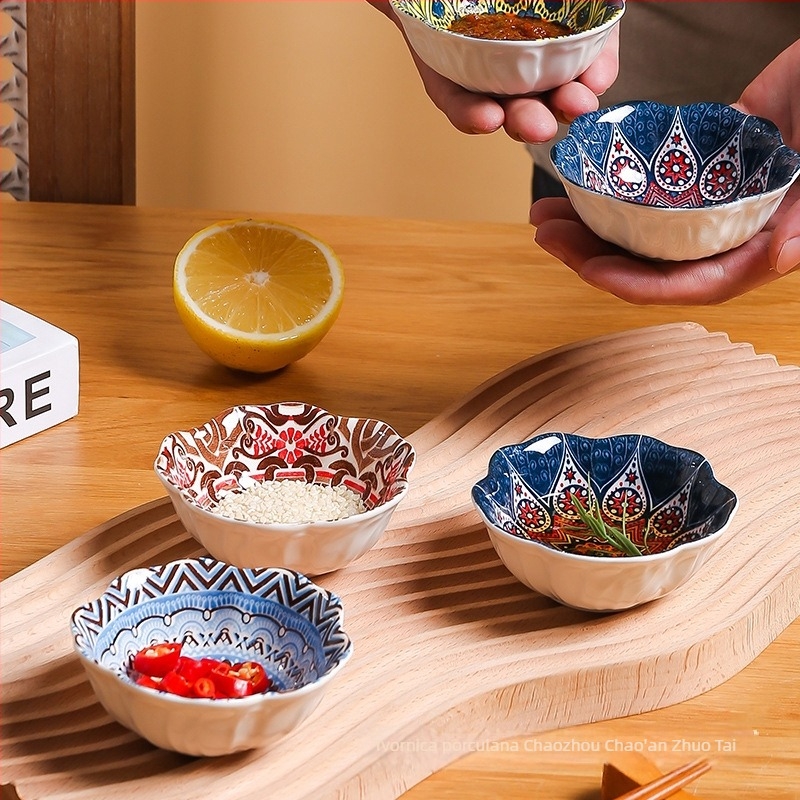 Keramička dip tanjur za vruće posude – nepravilan oblik, cvjetni uzorak, boemski stil, otporan na mikrovalnu pećnicu, branda Zhuotai, mogućnost ispisa logotipa i prilagodbe