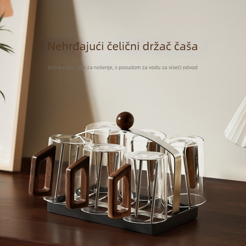 Stolni držač čaša za odvodnju — nehrđajući čelik, lagani luksuzni retro stil, za čaše i vinske čaše