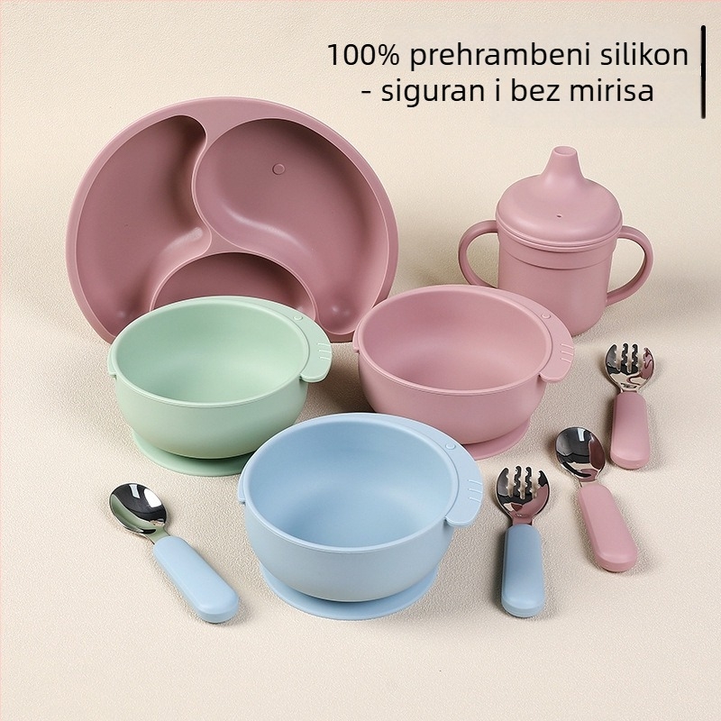 Rongfa silikonska dječja zdjela s usisnom podlogom – 310 ml, dizajn karikature slona