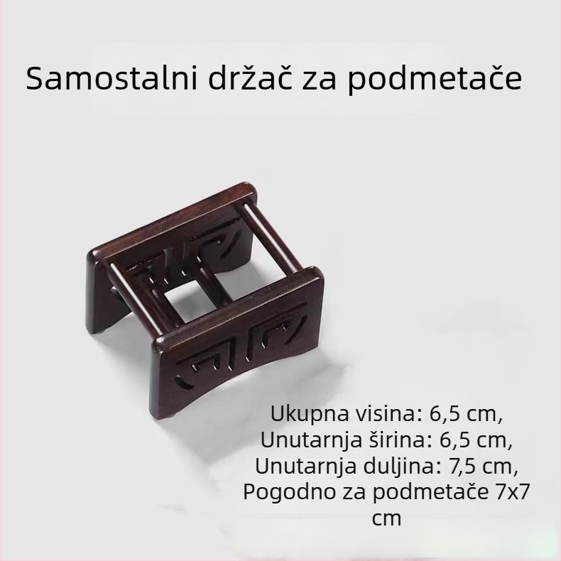 Ebonovo drvo: podmetač za čaj i držač za šalice, polica za pohranu šalice, držač šalice za Kung Fu čaj, kreativni kineski dodaci, masivno drvo, izolacijski jastuk