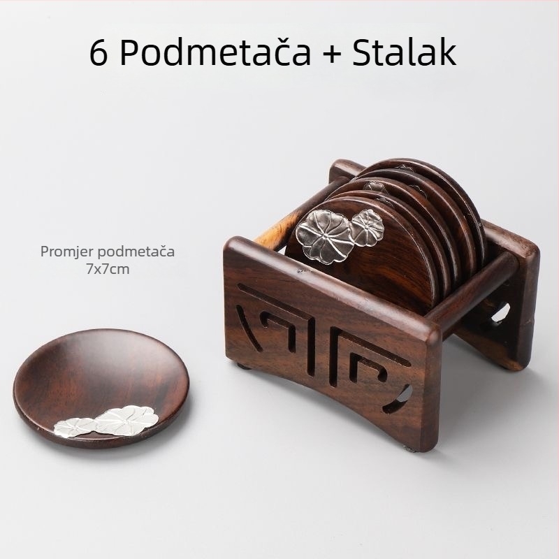 Ebonovo drvo: podmetač za čaj i držač za šalice, polica za pohranu šalice, držač šalice za Kung Fu čaj, kreativni kineski dodaci, masivno drvo, izolacijski jastuk