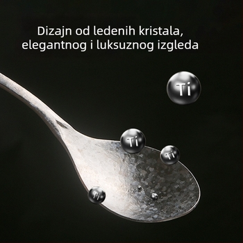 Titanijska žlica s dugim držalom za hranjenje bebe, okrugla zdjela, prijenosna