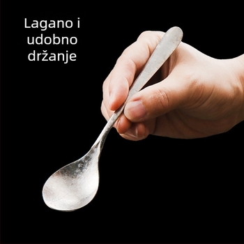 Titanijska žlica s dugim držalom za hranjenje bebe, okrugla zdjela, prijenosna