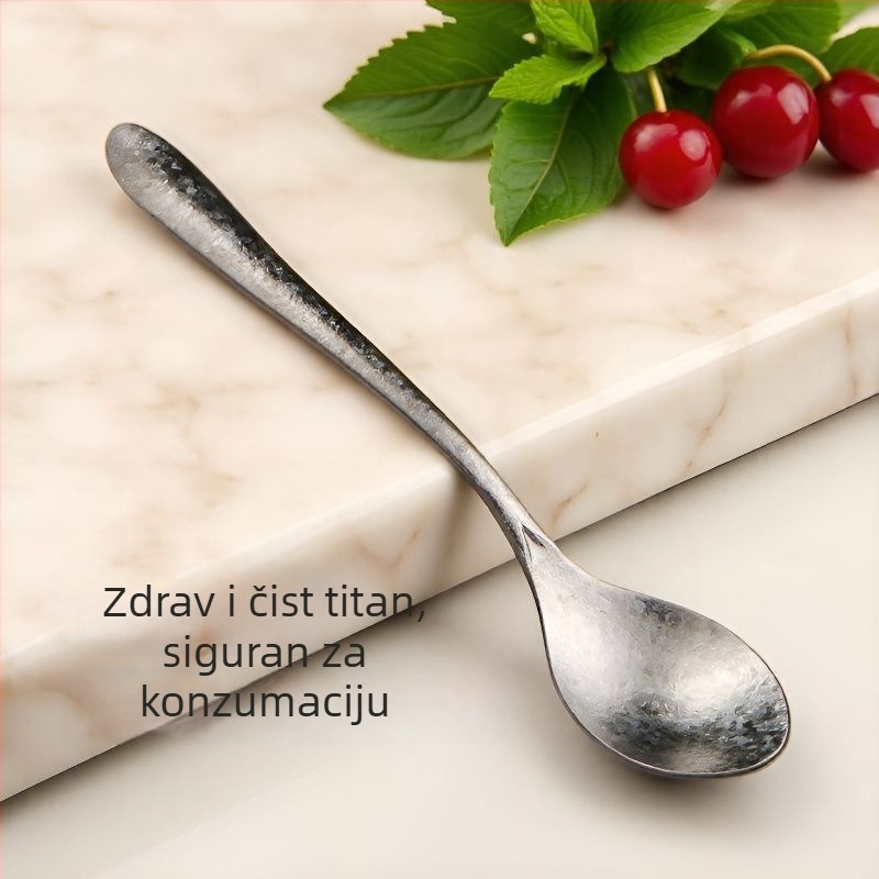 Titanijska žlica s dugim držalom za hranjenje bebe, okrugla zdjela, prijenosna