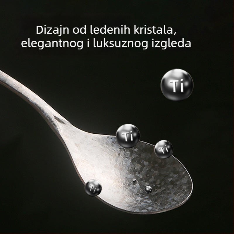 Titanijska žlica s dugim držalom za hranjenje bebe, okrugla zdjela, prijenosna
