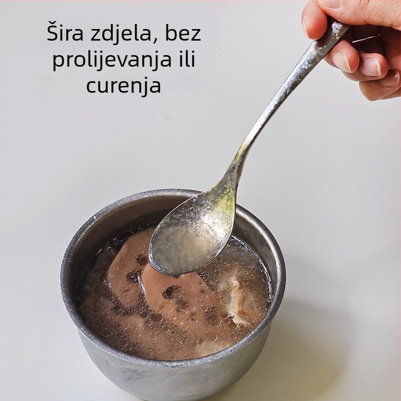 Titanijska žlica s dugim držalom za hranjenje bebe, okrugla zdjela, prijenosna