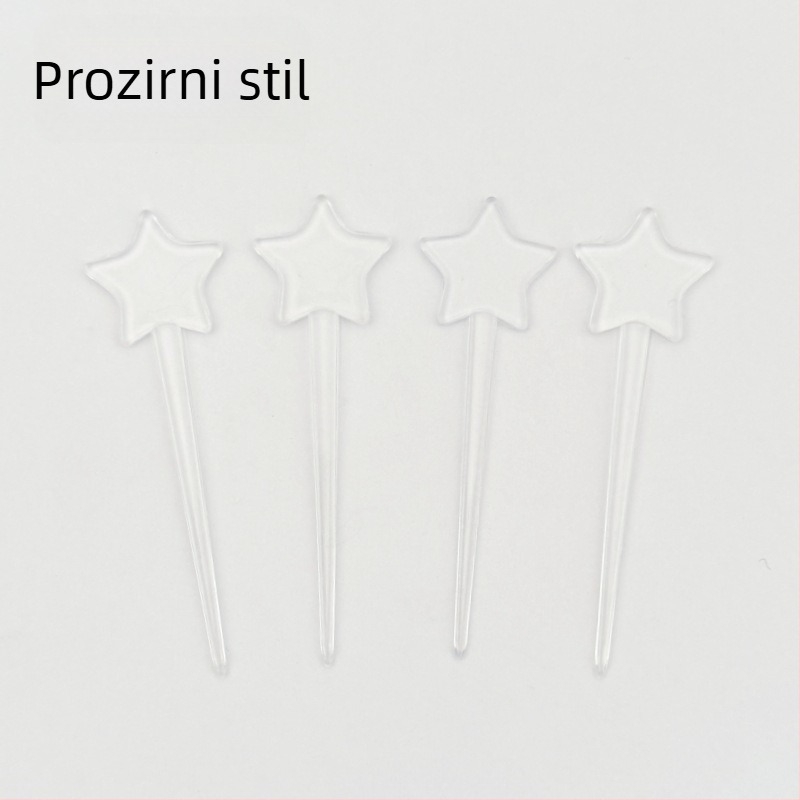 Leyu plastična vilica za voće, jednokratna, uzorak zvjezdica, moderan minimalistički stil, mogućnost tiskanja logotipa