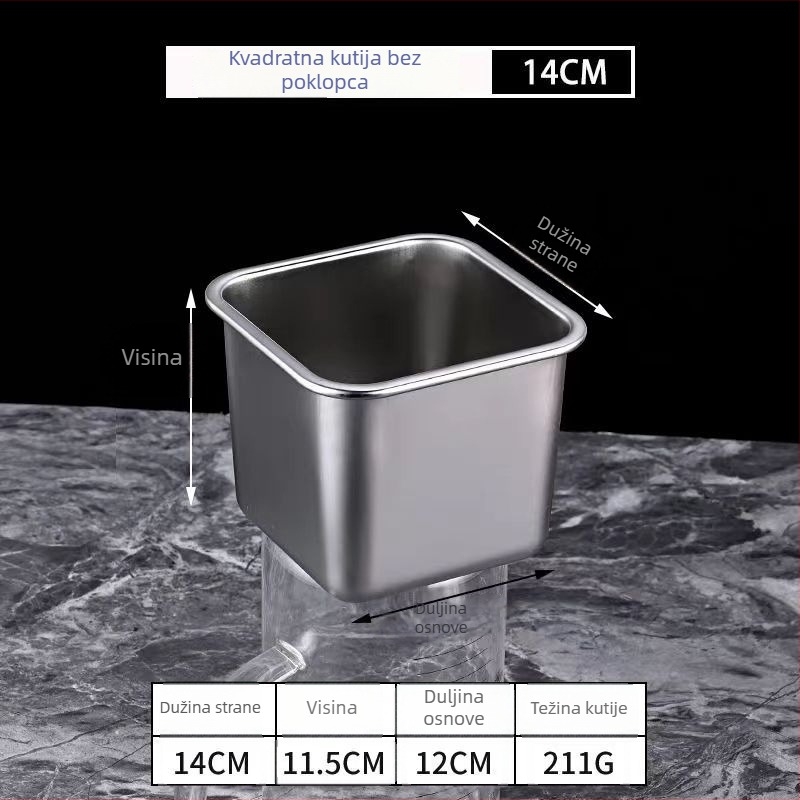 Kutija za hranu od nehrđajućeg čelika, kvadratnog oblika, zatvorena, mikrovalna kompatibilna (Materijal: Nehrđajući čelik; Kategorija: kutija za čuvanje svježine; Oblik: kvadratni; Funkcija: zatvaranje i čuvanje; Mikrovalna pećnica: dostupna)