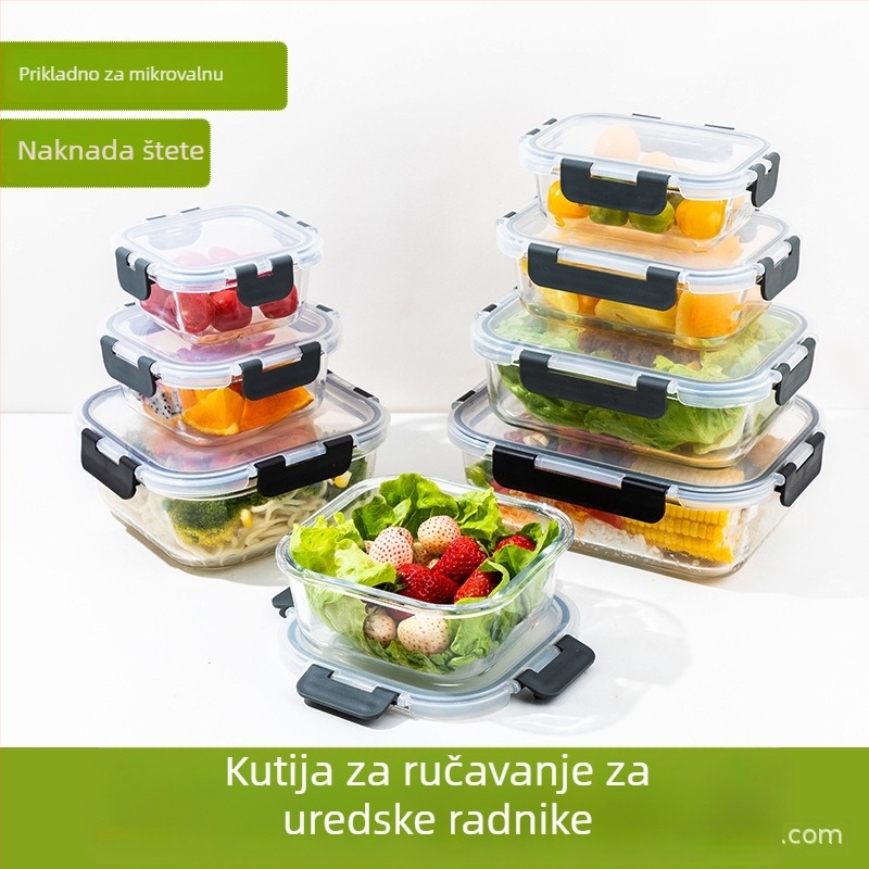 Kutija za ručak od borosilikatnog stakla, mikrovalna sigurnost, otporna na toplinu, krisper kutija, kapacitet 301-1000 ml