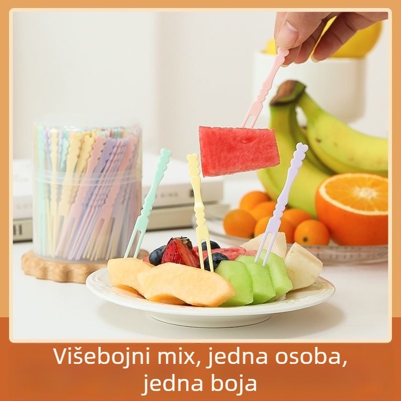 Jednokratni set plastičnih vilica za voće – prehrambene plastike, za kućnu upotrebu, novi kineski stil, sladak crtani dizajn, za odrasle