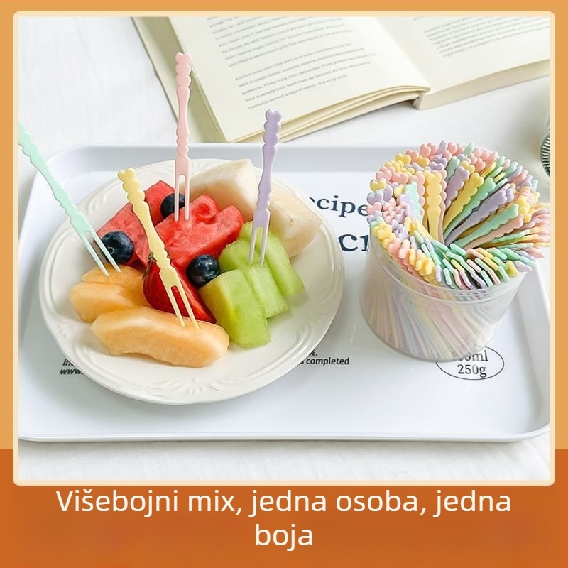 Jednokratni set plastičnih vilica za voće – prehrambene plastike, za kućnu upotrebu, novi kineski stil, sladak crtani dizajn, za odrasle