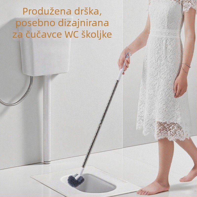Plastična četka za zahod montirana na zid, dugačkom drškom, za kućnu upotrebu, četka za uklanjanje mrlja u kupaonici