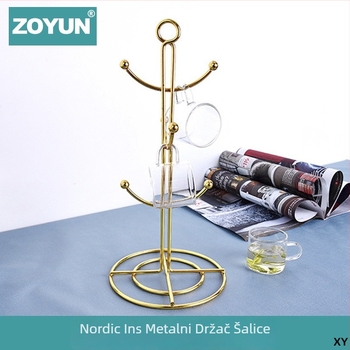 Željezni držač za čaše sa šest kandži, skandinavski stil, montaža bez bušenja, težina 0,4 kg, odvodna polica i vješalica za nakit
