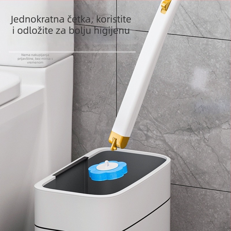 Zidni set četke za zahod s otapajućom zamjenjivom glavom – čišćenje bez mrtvog kuta, kućna jednokratna četka za zahod | Marka: More than a hundred good; Materijal: Plastika; Prilagodba obrade: Da; Licencirana privatna oznaka: Da