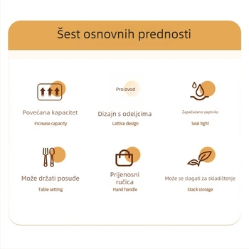 Kutija za hranu s osam pretinaca, čvrsto zatvorena kvadratna posuda za skladištenje u hladnjaku i zamrzivaču, 501–1000 ml, plastika, višeslojna