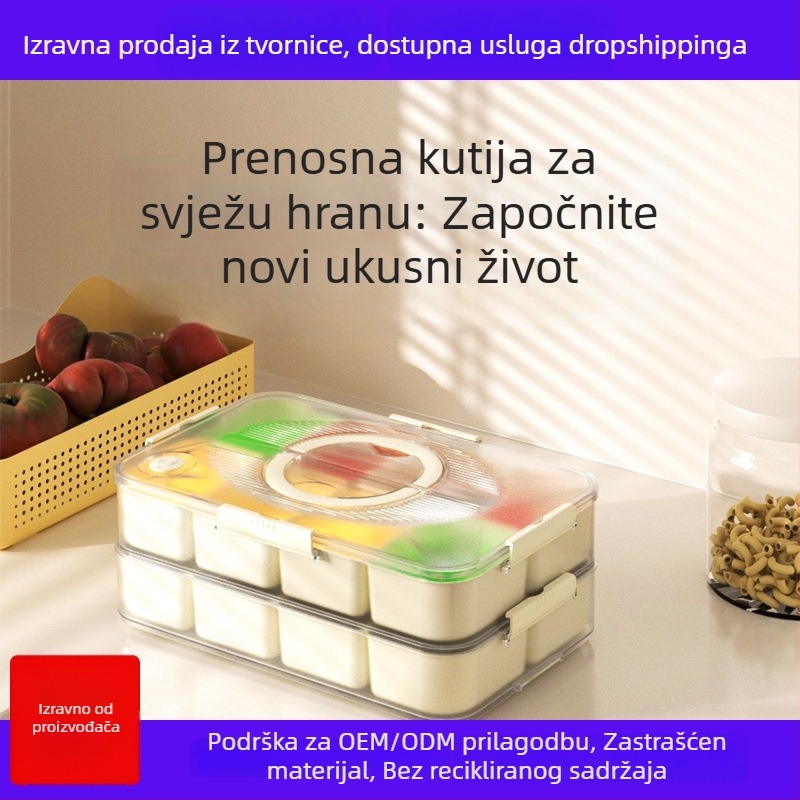 Kutija za hranu s osam pretinaca, čvrsto zatvorena kvadratna posuda za skladištenje u hladnjaku i zamrzivaču, 501–1000 ml, plastika, višeslojna