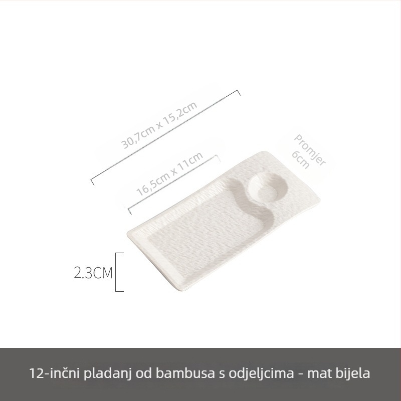 Porcelanski tanjur za knedle s posudom za ocat, podijeljeni tanjur za posluživanje, nepravilnog oblika, pogodan za kućnu upotrebu, mikrovalna