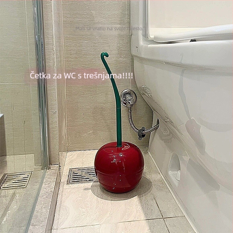 Četka za zahod s motivom trešnje, za kućnu upotrebu, bez mrtvih kutova, plastična četka za čišćenje kupaonice i WC-a