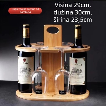 Držač za čaše od drveta s visećim držačem za vino - stolni organizator za čaše, moderan minimalistički stil, 2022