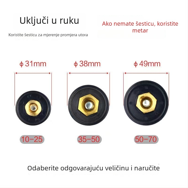 Utičnica konektora za električni zavarivač, brzi spoj od čistog bakra, model DKJ10-2535-50-70