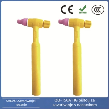 SAGAO QQ150A Aksesoari za TIG zavarivanje argonom QQ150A, Bakelit glava pištolja, duljina 213 mm, struja 50–150 A