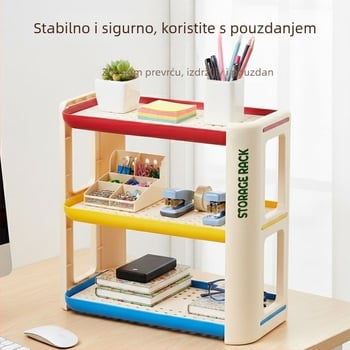 3-etažni stolni držač za šalice i skladištenje, PP materijal, višestruka namjena, pogodna za kozmetiku, kuhinju, spavaću sobu i kupaonu